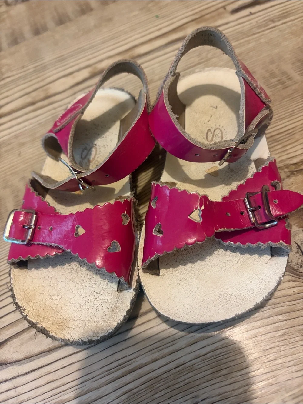 Kids Sun San Pink Heart Cutout Sandals